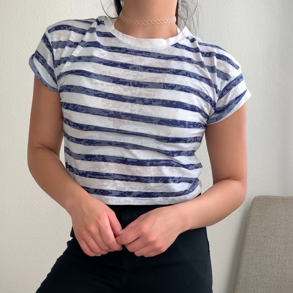 H&M divided striped cropped tee - Picture 3 of 4